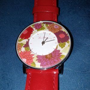 Vera Bradley Watch Floral Hello Dahlia Red Leather Band